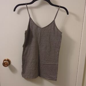 Gray V Neck Spaghetti Strap Women's Top